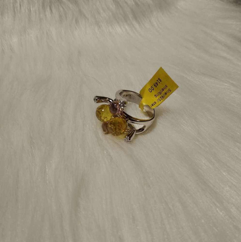 Unique Sphere Gemstone Ring, S 7.5 - image 4